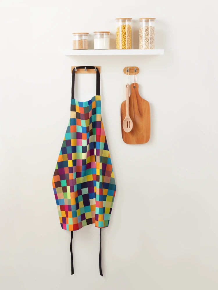 Thumbnail 4 of 6, Apron, Colorful Tile Checkerboard Pattern designed and sold by PatternBestFan.