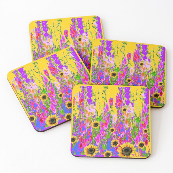 Item preview, ABSTRACTED  PURPLE-GOLD FLOWER GARDEN SUNFLOWERS PATTERN ART designed and sold by sharlesart.
