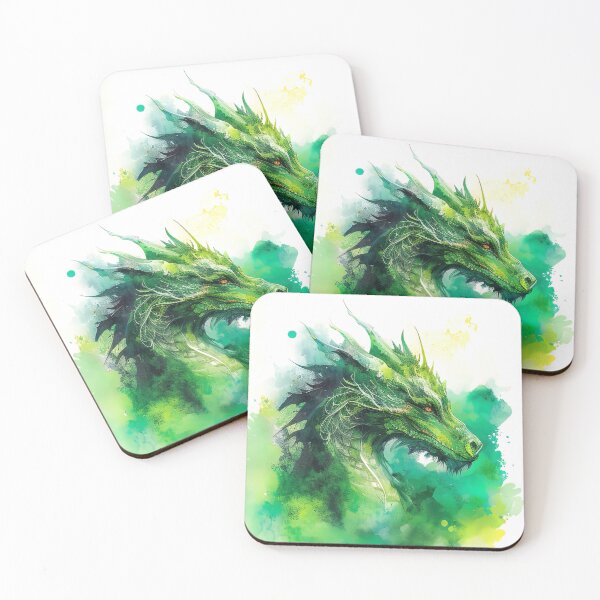 Item preview, Green dragon watercolor splash painting designed and sold by RK - Shop.