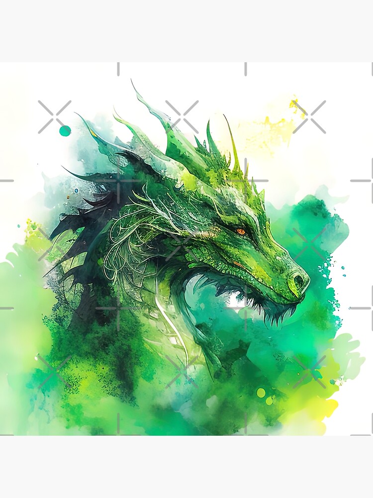 Green dragon watercolor splash painting Poster for Sale by Remco Kouw