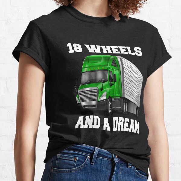 Vista previa del artículo con la obra «Big Rig Truck Driver Trucker 18 ruedas y un sueño», diseñado y vendido por fantasticdesign.