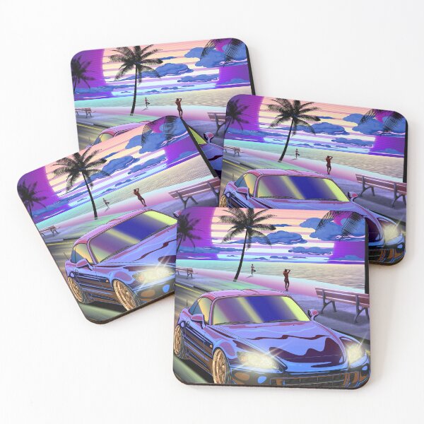 Item preview, Vaporwave Honda S2000 Roadster Driving on Sunset Beach  designed and sold by JDM Guyvit.