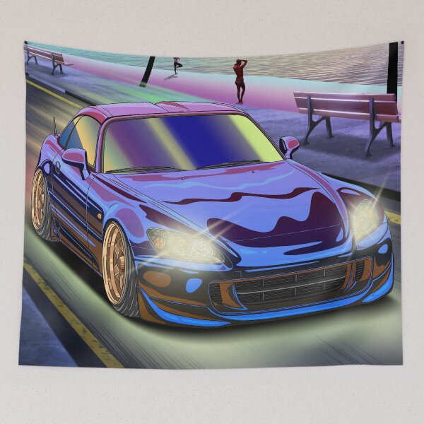 Item preview, Vaporwave Honda S2000 Roadster Driving on Sunset Beach  designed and sold by JDM Guyvit.