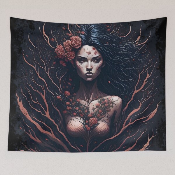 Item preview, Tree Rose Woman, Fantasy Art, Floral, Abstract Illustration,  designed and sold by Mimielitas-Shop.