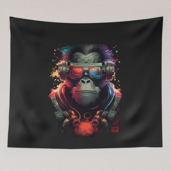 Item preview, Anime Cyber Ape (Sci-Fi Ape Vintage Retro Future Design Cyberpunk Space Ape) designed and sold by AlNoah.