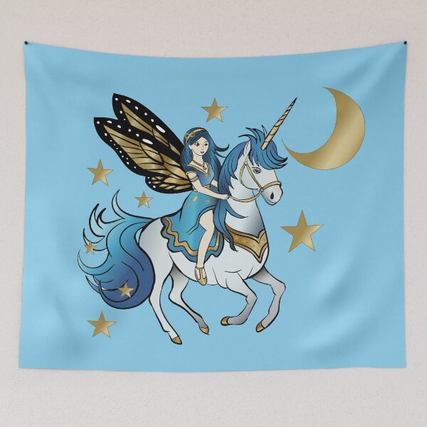Item preview, Beautiful golden moon goddess riding unicorn designed and sold by Lubellebubble20.