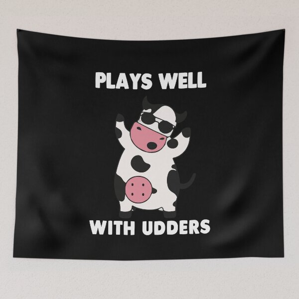 Item preview, Funny Plays Well With Udders Humorous Cow Farm Life Farm Pun Gift designed and sold by TMelonShop.