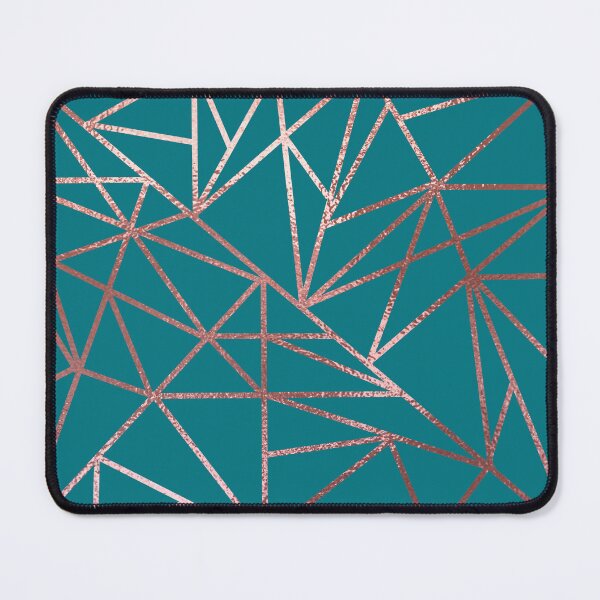 Item preview, Rosegold Metallic on Teal Geometric Pattern designed and sold by TrendyArtPrints.