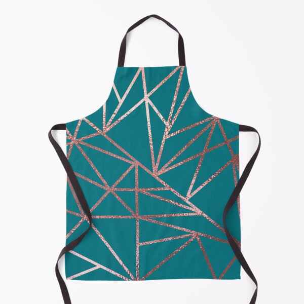 Item preview, Rosegold Metallic on Teal Geometric Pattern designed and sold by TrendyArtPrints.
