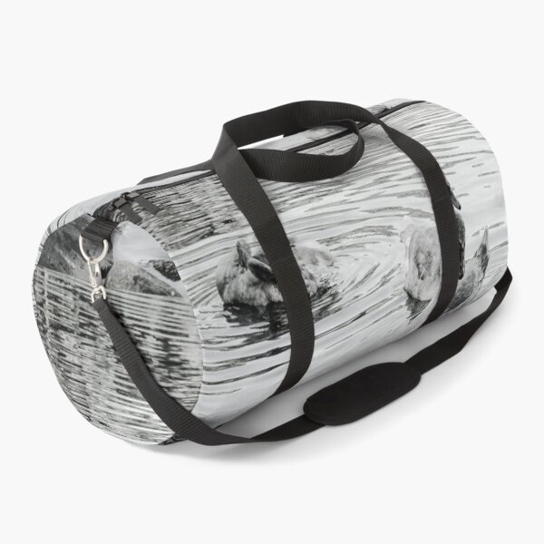 Item preview, Swans Swim By Black and White Mount Stewart Pond designed and sold by eddiebarronshop.