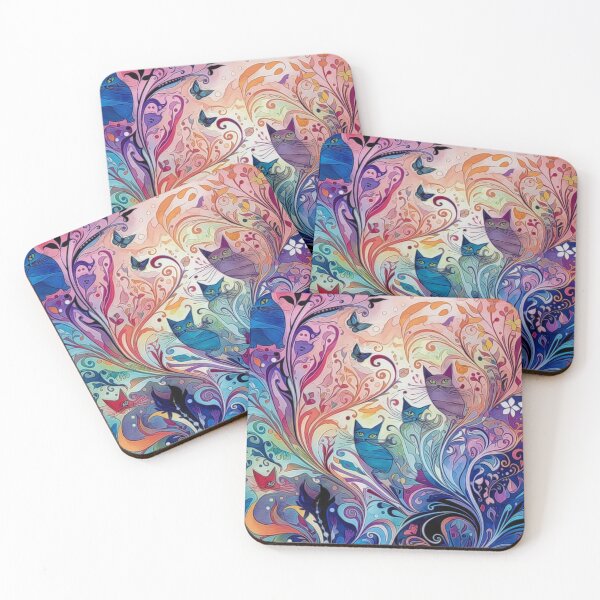 Item preview, Colorful Abstract Cats designed and sold by HappyLifeCreate.