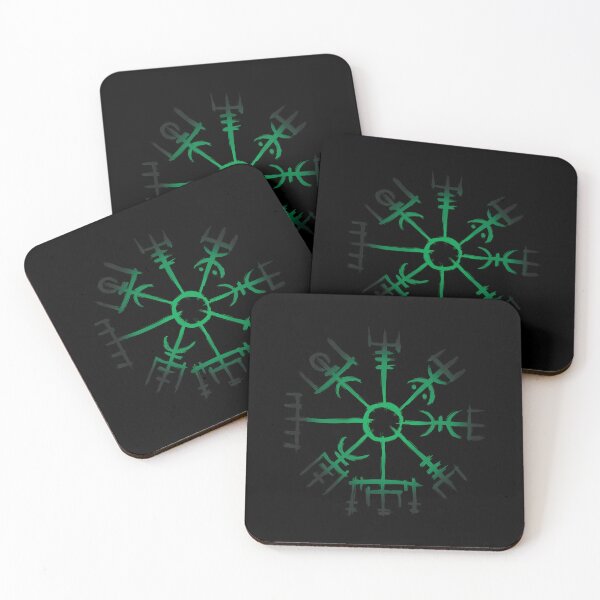 Item preview, Vegvisir Compass Viking Symbol Nordic Runes Celtic Dark Green designed and sold by Mitch616Art.