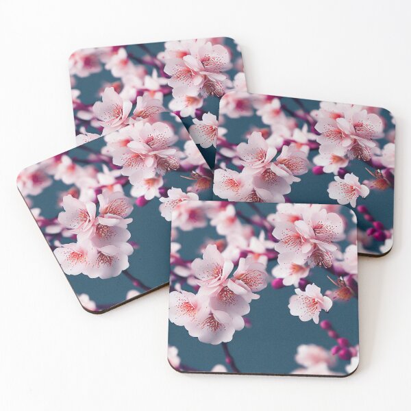 Item preview, Photorealistic Cherry Blossoms with a Teal Blue Background Sakura Cherry Blossom Seamless Digital Pattern designed and sold by aphelionrhode.