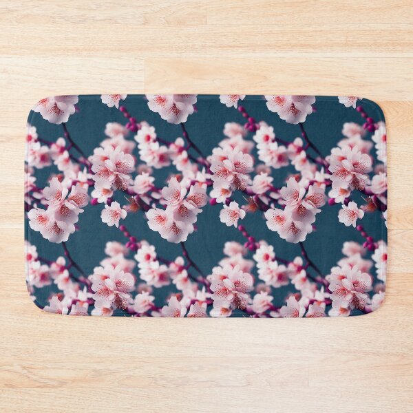 Item preview, Photorealistic Cherry Blossoms with a Teal Blue Background Sakura Cherry Blossom Seamless Digital Pattern designed and sold by aphelionrhode.