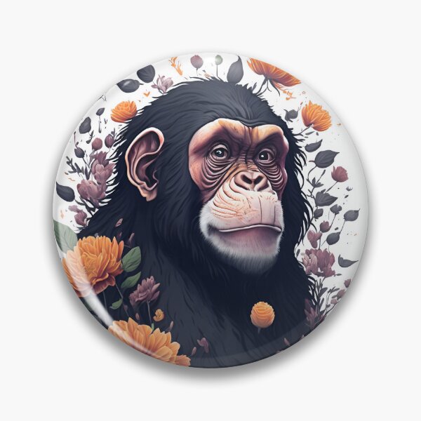 Item preview, chimpancé con flores designed and sold by monkycl.