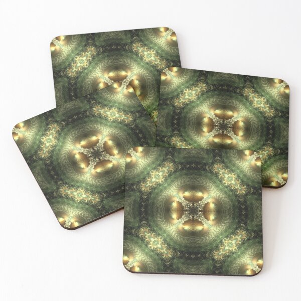 Item preview, gold plates on ornamented greens background designed and sold by effervescence.