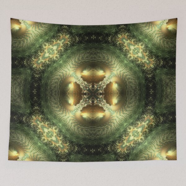 Item preview, gold plates on ornamented greens background designed and sold by effervescence.