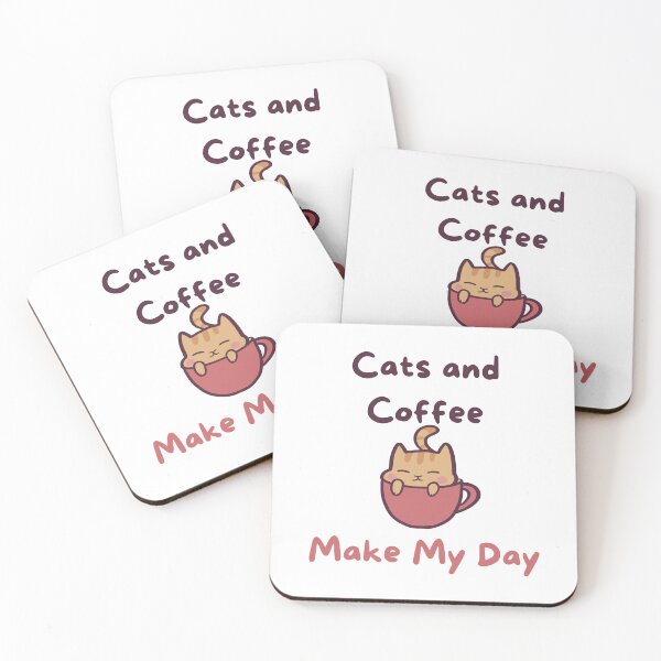 Item preview, Cats and Coffee Make My Day Cute designed and sold by ThumboArtBumbo.