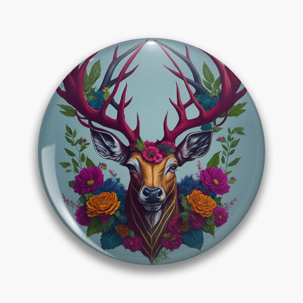 Item preview, Floral Stag head designed and sold by ScarletWild.