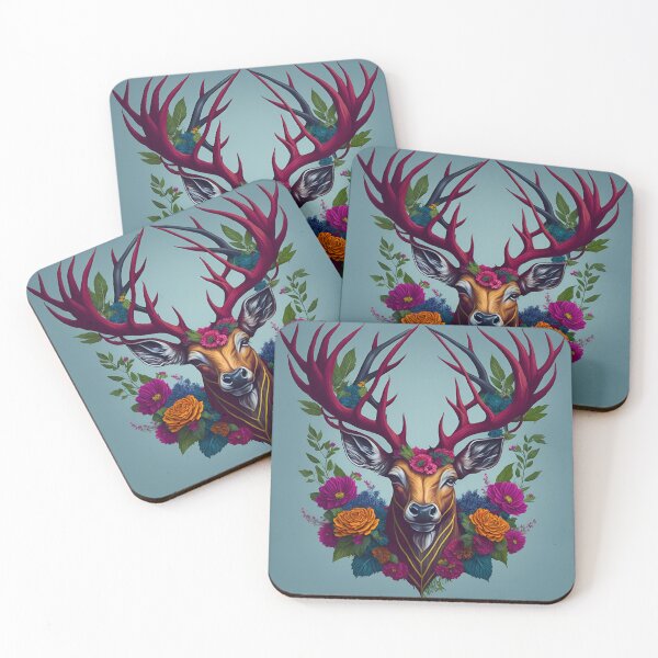 Item preview, Floral Stag head designed and sold by ScarletWild.