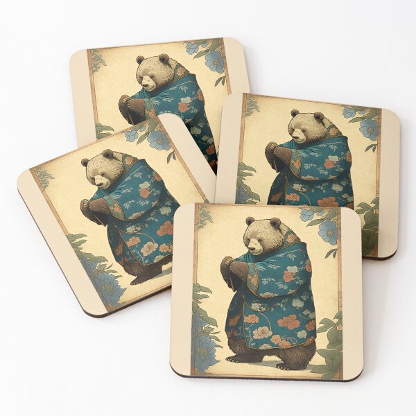 Item preview, Anthropomorphic Bear Wearing Traditional Japanese Art Nouveau Robes designed and sold by entwithanaxe.