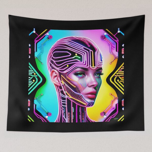 Item preview, Neon Cyberpunk Cyborg Girl 8 designed and sold by Benito Del Ray.