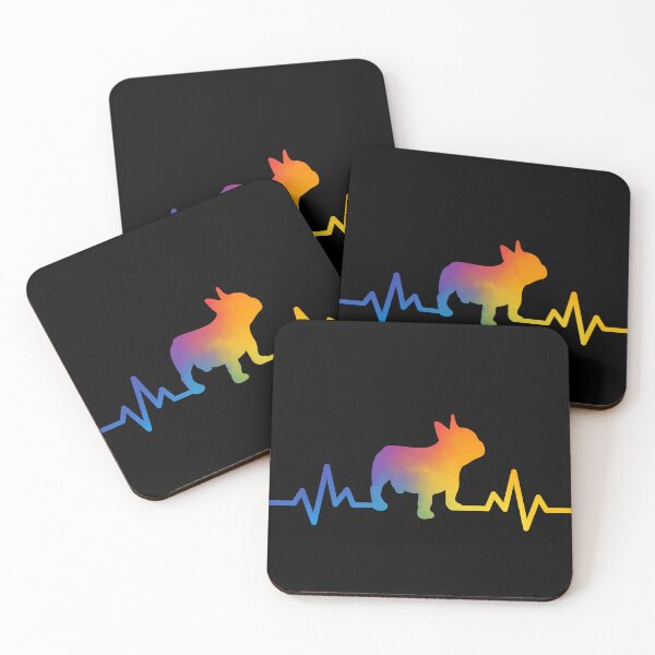 Item preview, heartbeat line with a rainbow french bulldog  designed and sold by ramazis.