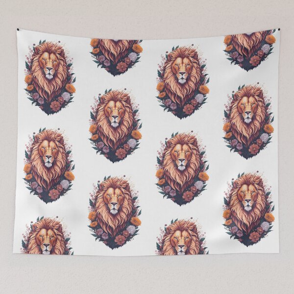 Item preview, Lion with Flowers designed and sold by monkycl.