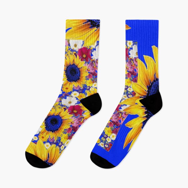Item preview, SUNFLOWER PATTERN FLORAL GARDEN ABSTRACT BLUE  ART designed and sold by sharlesart.
