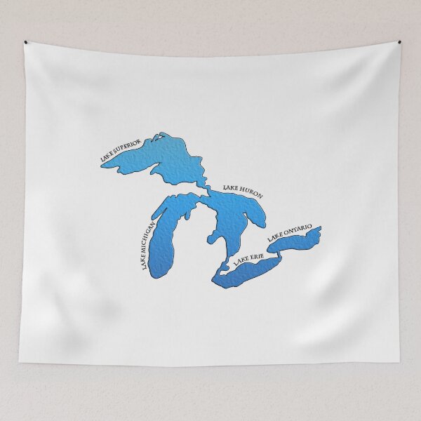 Item preview, Great Lakes Outline of all five lakes with Labels designed and sold by gorff.