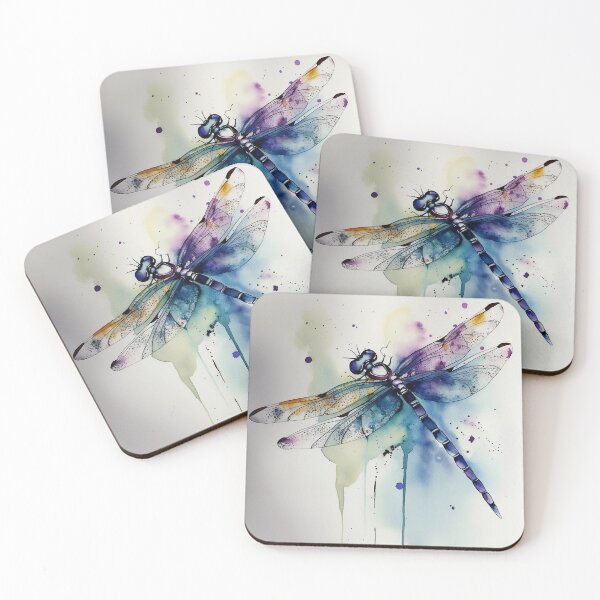 Item preview, Vibrant Watercolor Dragonfly Art with Abstract Splashes designed and sold by Timothy Redman.