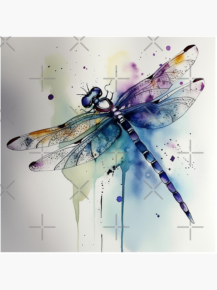 Watercolor Dragonfly Art Vintage Retro T Shirt