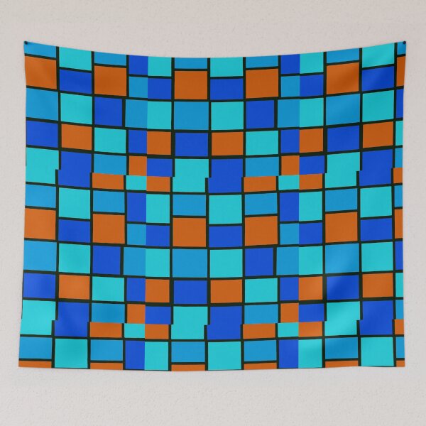 Item preview, Red blue mosaic squares  designed and sold by awsomepatterns.