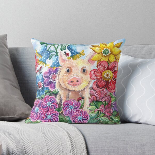 Penelope Pig Throw Pillow