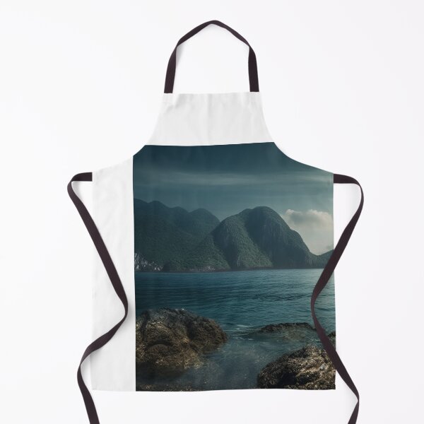 Item preview, Tranquil Beauty: Pacific Ocean and Asian Mountains Seascape Art designed and sold by PrettiGreene.
