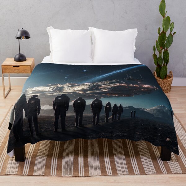 Item preview, Alien spacecraft hovering with astronaut in the background designed and sold by CreationP.