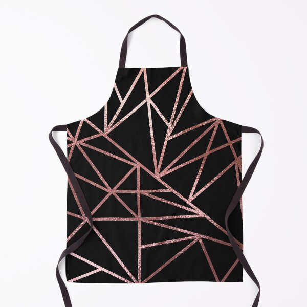 Item preview, Rosegold Metallic on Black Geometric Pattern designed and sold by TrendyArtPrints.