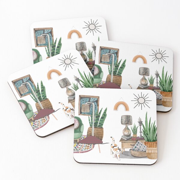 Item preview, Calico Cat in a Modern Maximalist Boho Room  designed and sold by BohemiWANDERS.