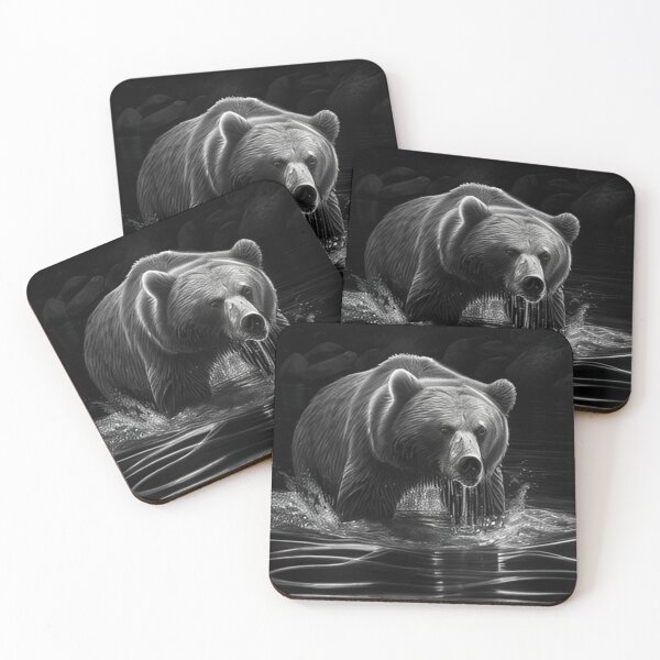 Item preview, Pencil drawn Grizzly Bear High Quality Black and White Design designed and sold by Pencil-Art.