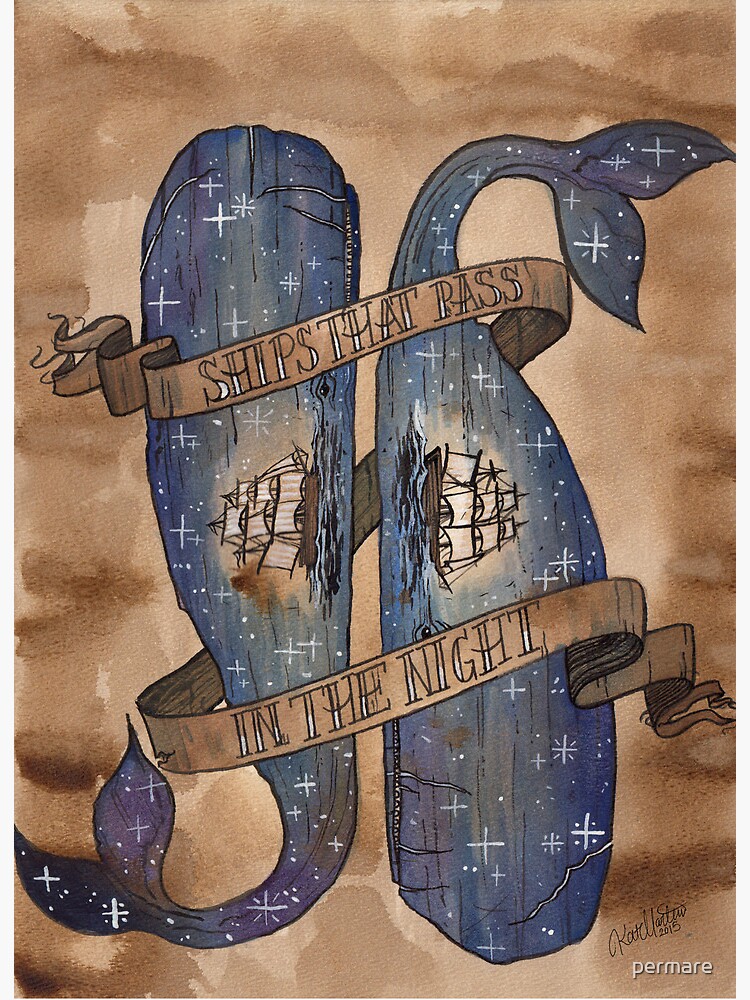  Vintage Ship, Whale and Hand Lettering Watercolor Ink