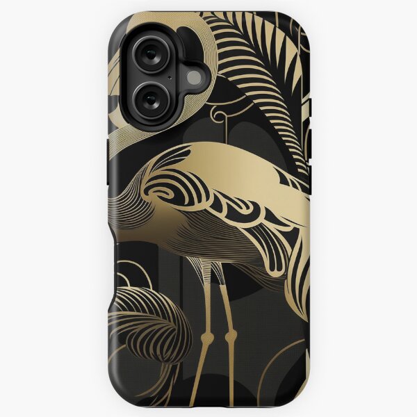 Item preview, FLAMINGO - bird, black, gold, 1920s, art deco, mid-century, stylized designed and sold by RDesignDigital.