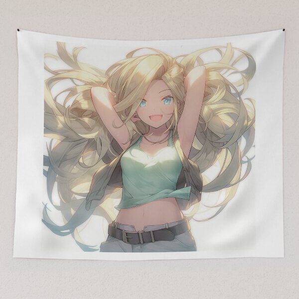 Item preview,  Wild and free-spirited anime girl with long, blonde hair designed and sold by SvarunPogani.