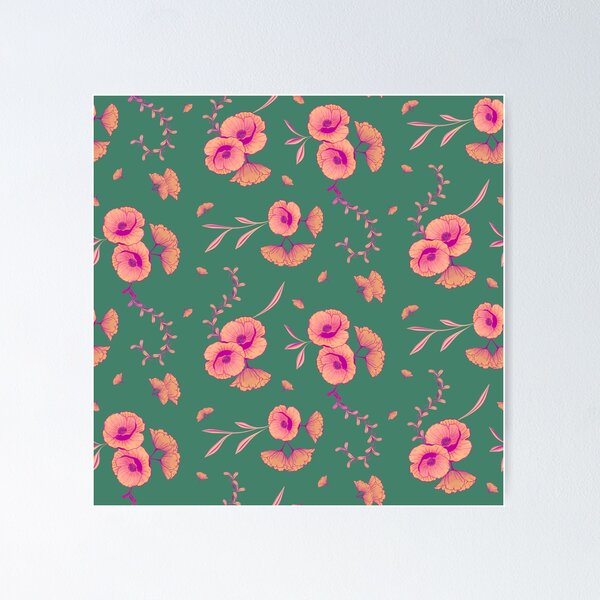 Item preview, Poppy Flower - Turquoise designed and sold by JaselviiStudio.