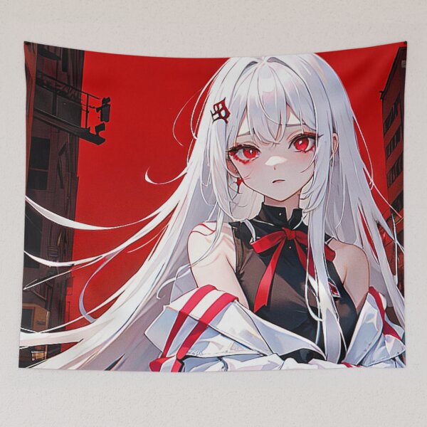 Item preview, Albino Punk Red Aesthetic Anime Girl designed and sold by ViridianSonder.