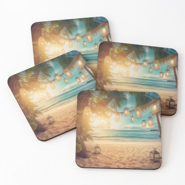 Item preview, Escape to Paradise: Stunning Artwork for a Romantic Getaway with Golden Beach, Palm Trees, and Candles designed and sold by PrettiGreene.