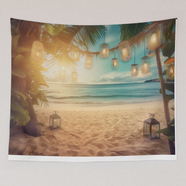 Item preview, Escape to Paradise: Stunning Artwork for a Romantic Getaway with Golden Beach, Palm Trees, and Candles designed and sold by PrettiGreene.