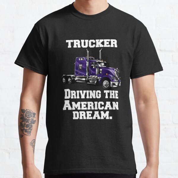 Vista previa del artículo con la obra «Conductor de camión Big Rig Camionero conduciendo el sueño americano», diseñado y vendido por fantasticdesign.