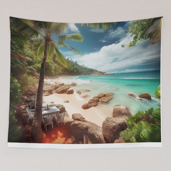 Item preview, Golden Beach Paradise: Stunning Artwork for a Romantic Getaway with Palm Trees, Blue Skies, and Turquoise Seas designed and sold by PrettiGreene.