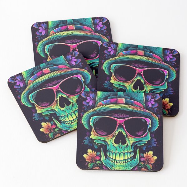 Item preview, Whimsical Psychedelic Skull Madhatter Skeleton Art Design V.74 designed and sold by Pexelpanoramas.
