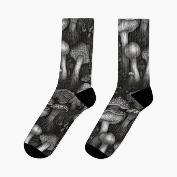 Item preview, Black & White Mushroom Forest designed and sold by EarthyTones.